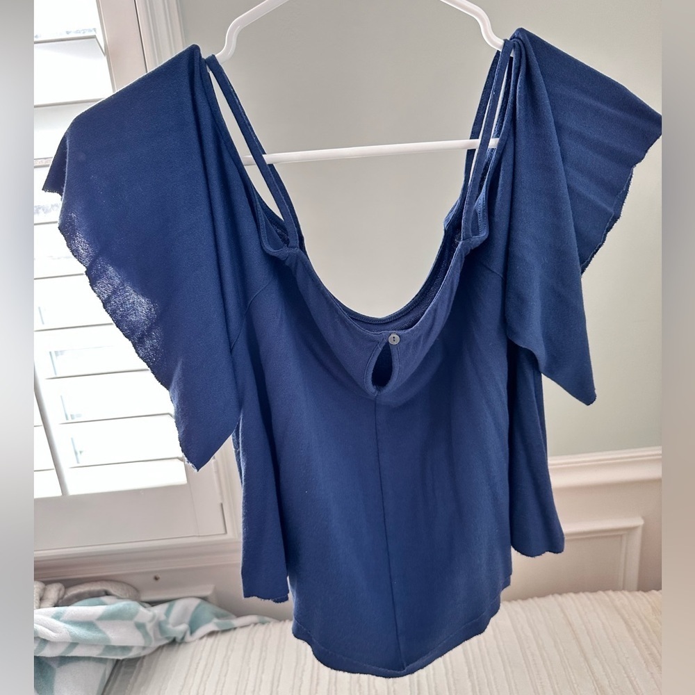 American Eagle Outfitters Soft & Sexy Blue Off Shoulder Top - Picture 4 of 5